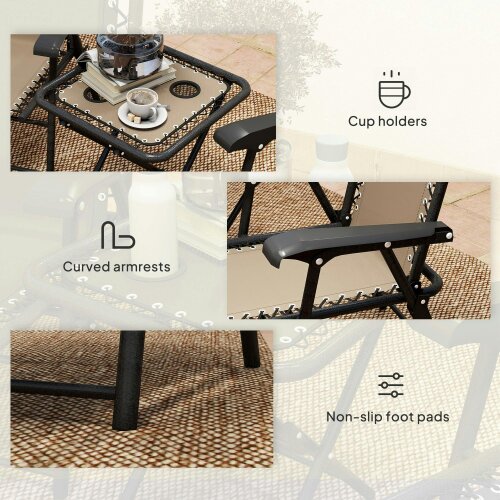 Wyld Haus Fihake Metal Khaki Cream 3 Piece Garden Bistro Table And Chair Set