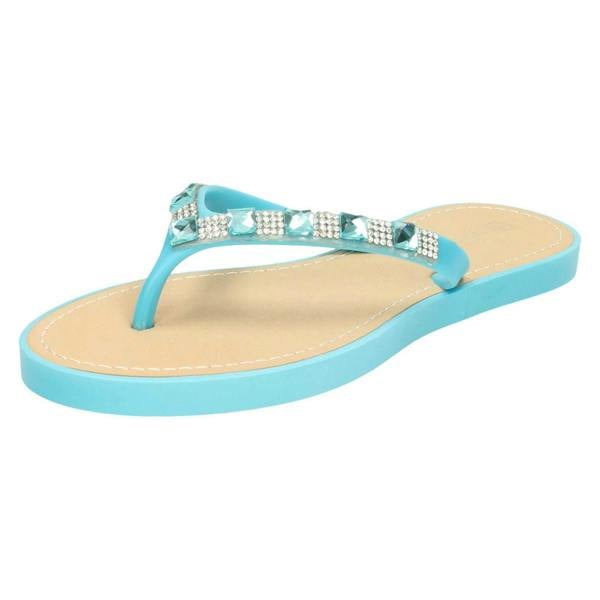 Savannah Ladies Savannah Sequin Toe Post Flip Flop Sandal