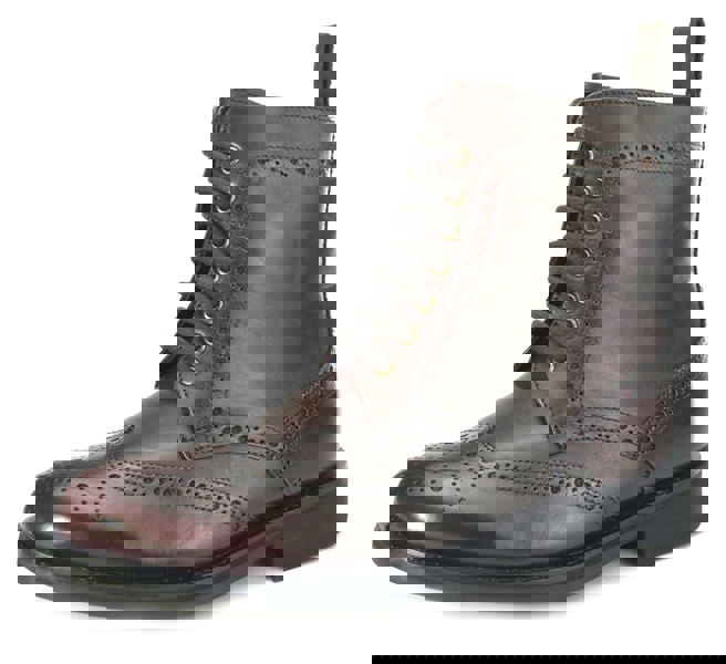 Frank James Benchgrade Cotswold Leather Welted Lace Up Brogue Rubber Sole Dealer Boots