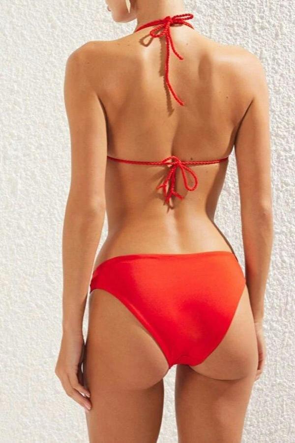 WOVCOR Tunnel Triangle Covered Regular Waist Bikini Set