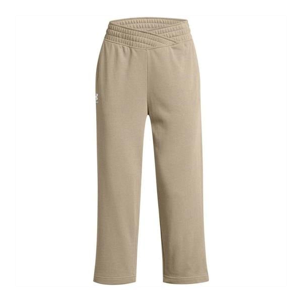 Under Armour Womens/Ladies Rival Terry Wide Leg Joggers - Timber Wolf/White - 