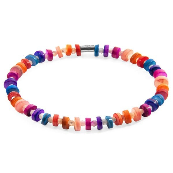 Anchor & Crew Multicoloured Alice Silver and Freshwater Shell SKINNY Bracelet