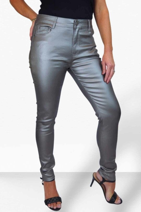 Paulo Due Womens Skinny Coated Leather Look Jeans