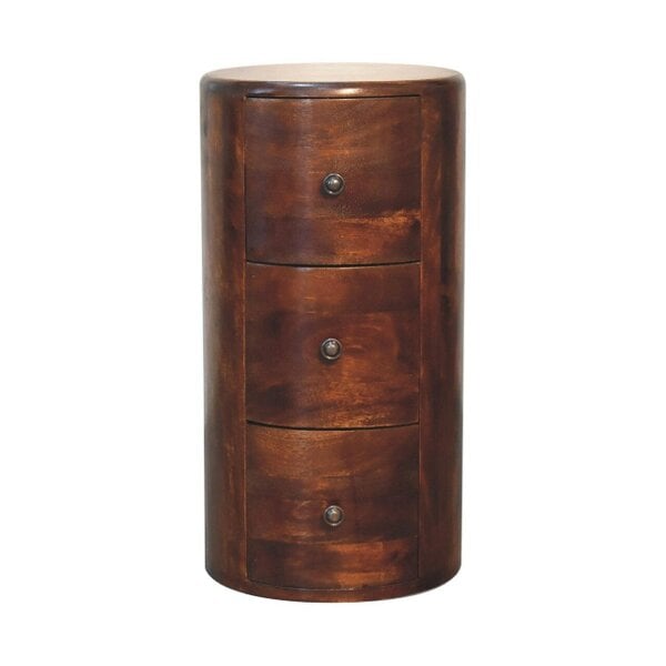 Wyld Haus Sorrento Chestnut Mango Wood Drum Chest of 3 Drawers