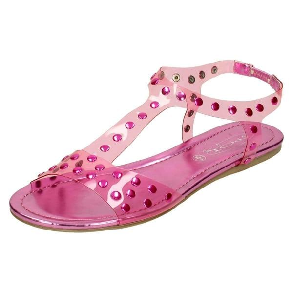 Spot On Ladies Spot On Flat Studded Jelly Sandal