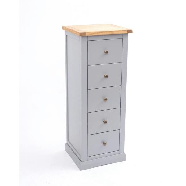 Cabinet Bits Rocca 5 Drawer Narrow Chest of Drawers Brass Knob