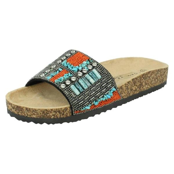Spot On Ladies Spot On Beaded Mules F00348