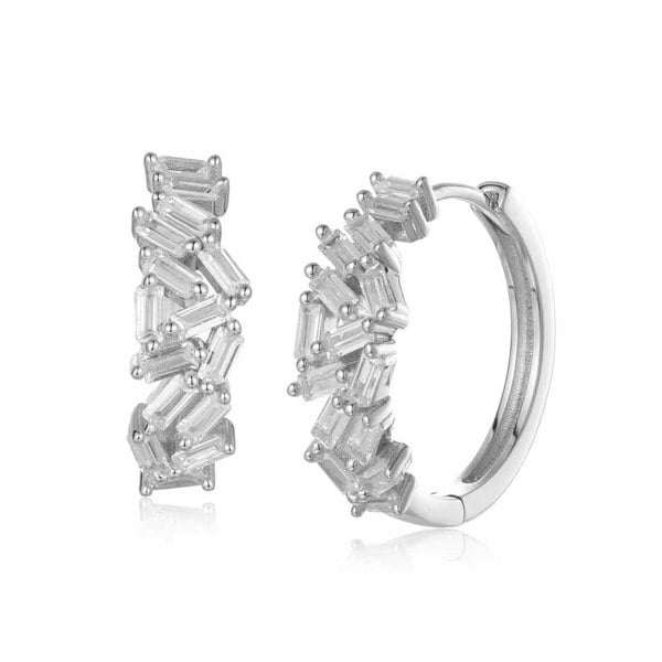 Lioness by TF Helix Oval Hoops - Solid 925 Sterling Silver, Rhodium-Plated