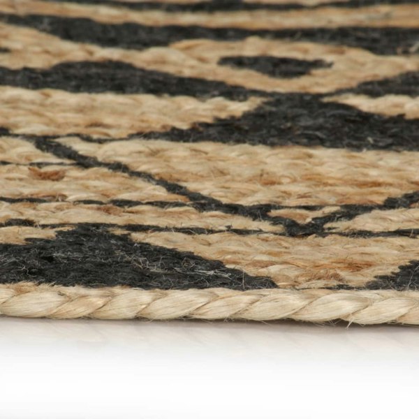 Berkfield Handmade Rug Jute with Black Print 90 cm