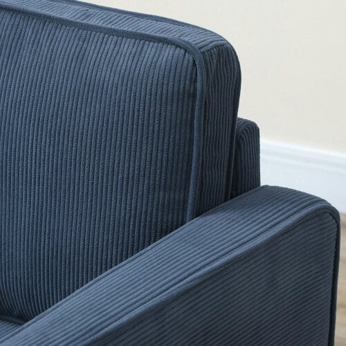 Wyld Haus Rozike Nodi Corduroy Blue Compact 2 Seater Sofa Natural Wooden Legs