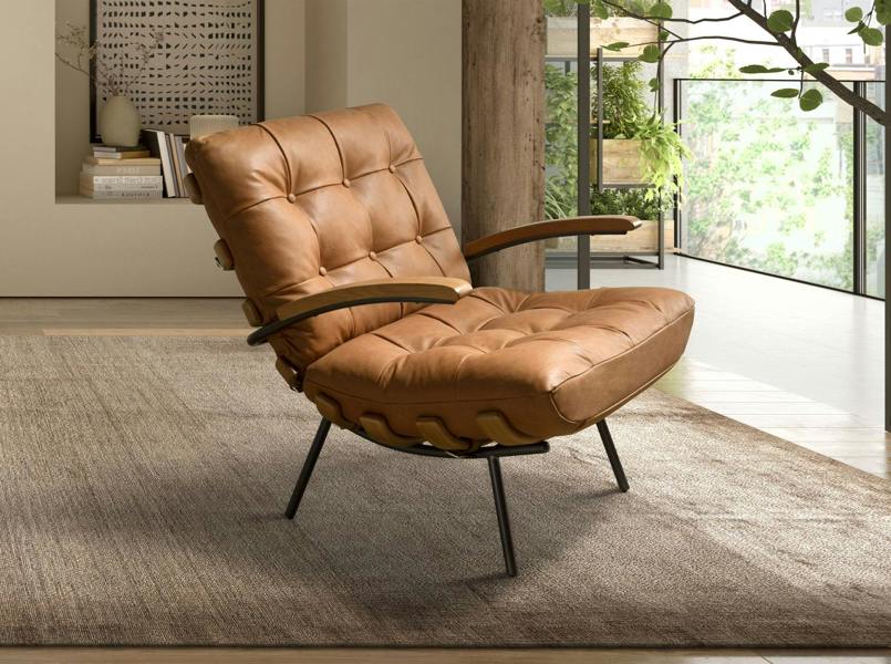 Angel Cerdá Brown leather and ash armchair 5153