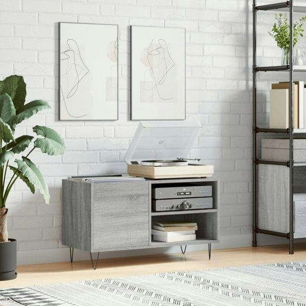 Berkfield Record Cabinet Grey Sonoma 85x38x48 cm Engineered Wood