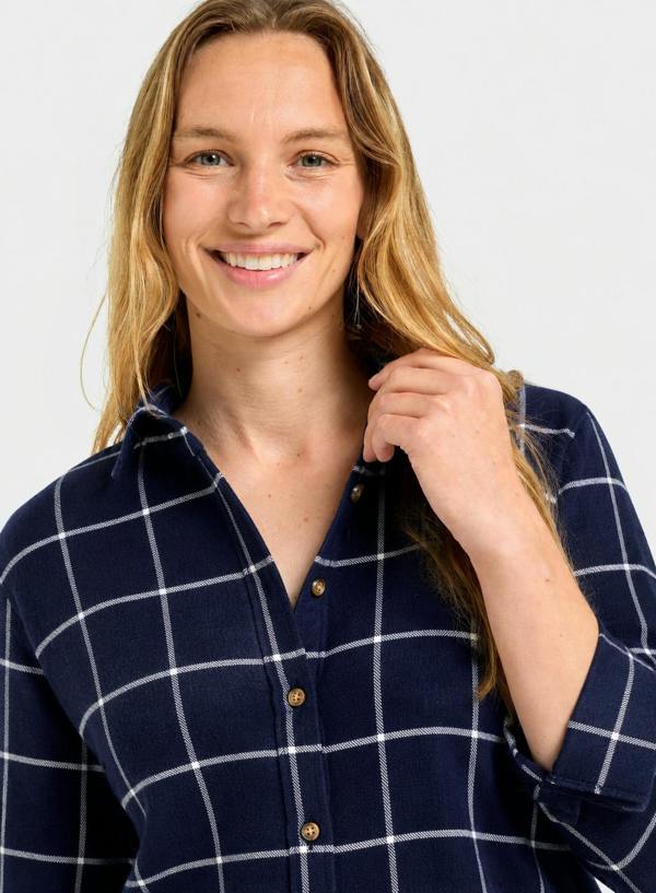 The Oxford Shirt Company Classic Flannel Shirt - Navy and White Check