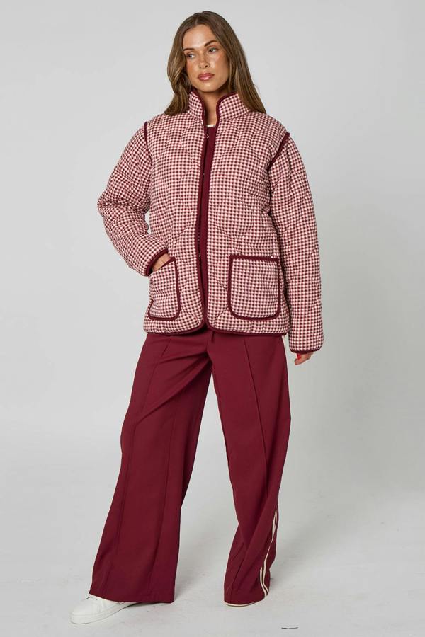 Urban Bliss Gingham Quilted Coat