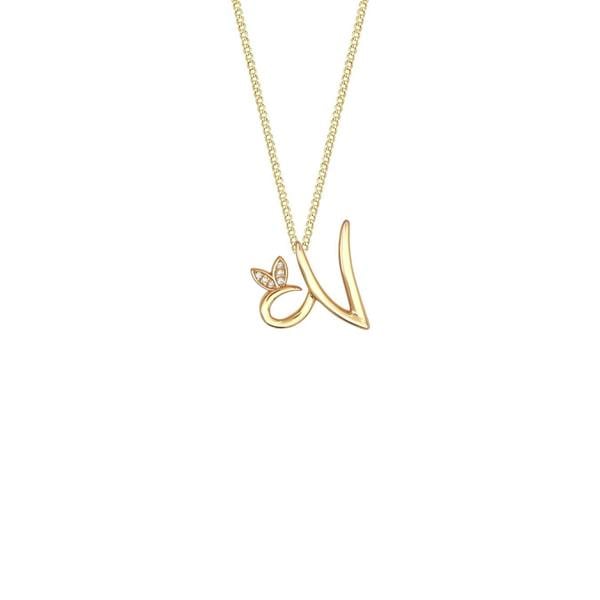 Say It With Winged Diamond Initial Necklace - Yellow Gold