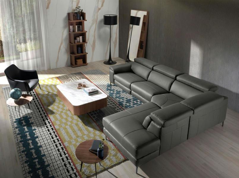 Angel Cerdá Relax corner sofa in dark grey leather 6111/6112