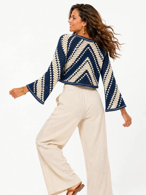 Claudio Lugli Geometric Stripe Acrylic Knit Women's Jumper
