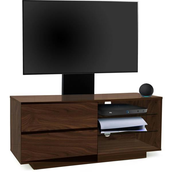 Homeology GALLUS Walnut with 2-Walnut Drawers & 3-Shelf 32"-55" LED/LCD/Plasma Cabinet TV Stand with Mounting Arm