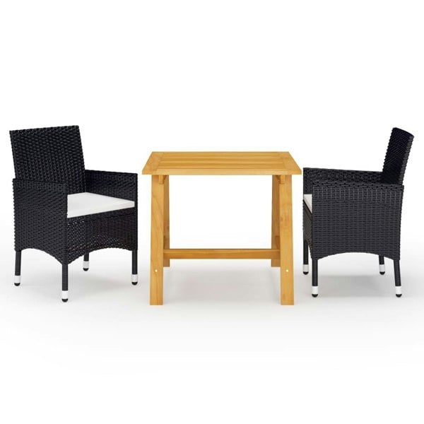 Berkfield 3 Piece Garden Dining Set with Cushions Black