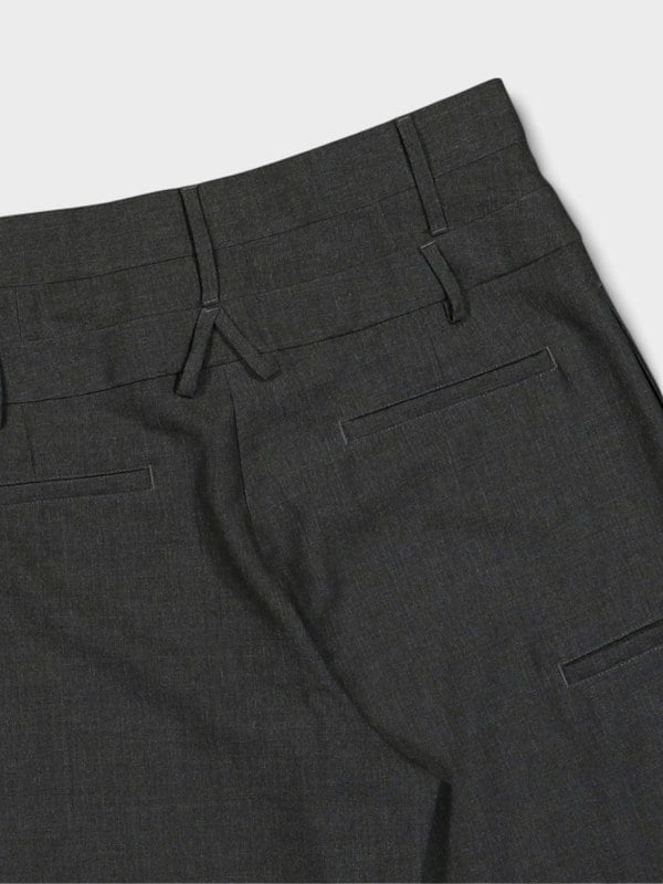 Ambush Double Belted Wide Leg Trousers Grey