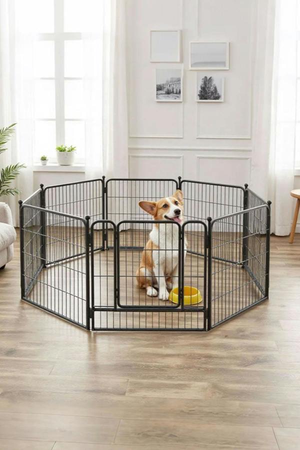 8 Panels Metal Pet Playpen with a Door