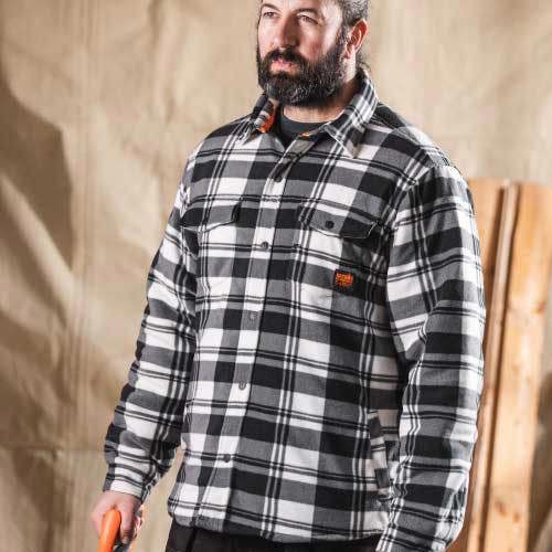 Scruffs Worker Padded Check Shirt Black/White