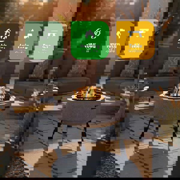 Gardenwize MGO Firepit Table & BBQ – 3-in-1 Outdoor Fire Bowl with Table Top | Stone Effect Garden Heater & Charcoal Grill