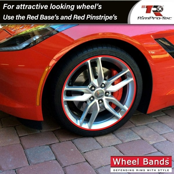 RimPro-Tec Group 4x Red Base's 4x Red Pinstripe's / RimPro-Tec® Wheelbands™ car wheel styling kit