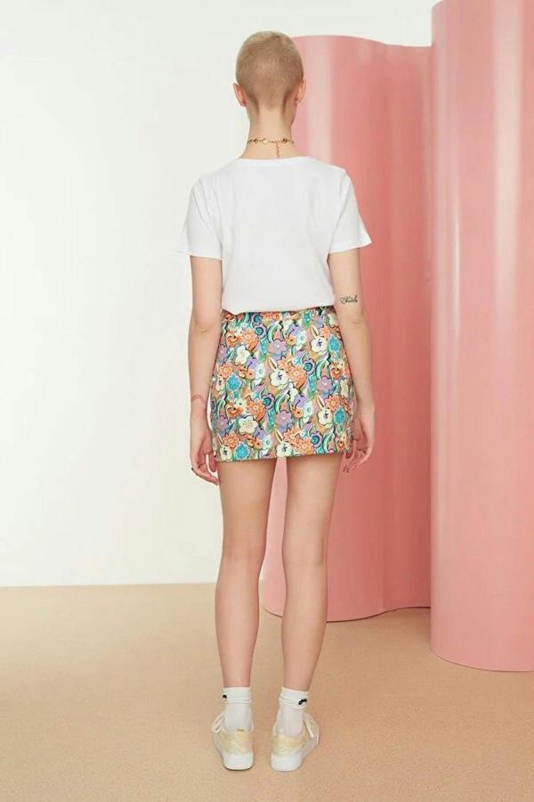 WOVCOR Floral Patterned Mini Woven Skirt
