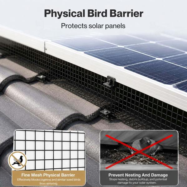 Mountview Solar Panel Bird Mesh PVC Coated Black 30M Roof Guard For Pigeons