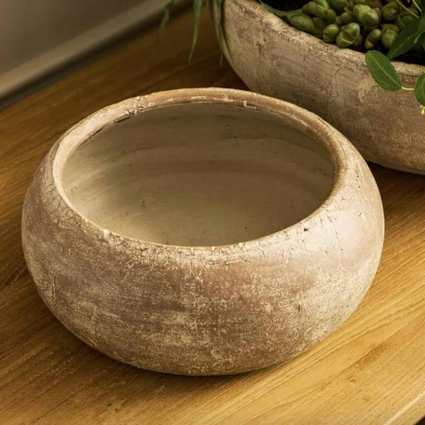 Antique Terracotta Plant Bowl - close-up detail