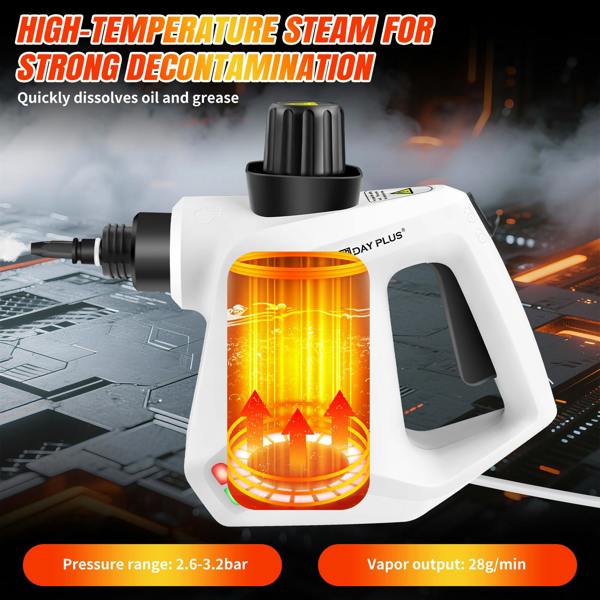 Dragodirect Portable Handheld Steam Cleaner 2.5m Power Cord 7pc Kit