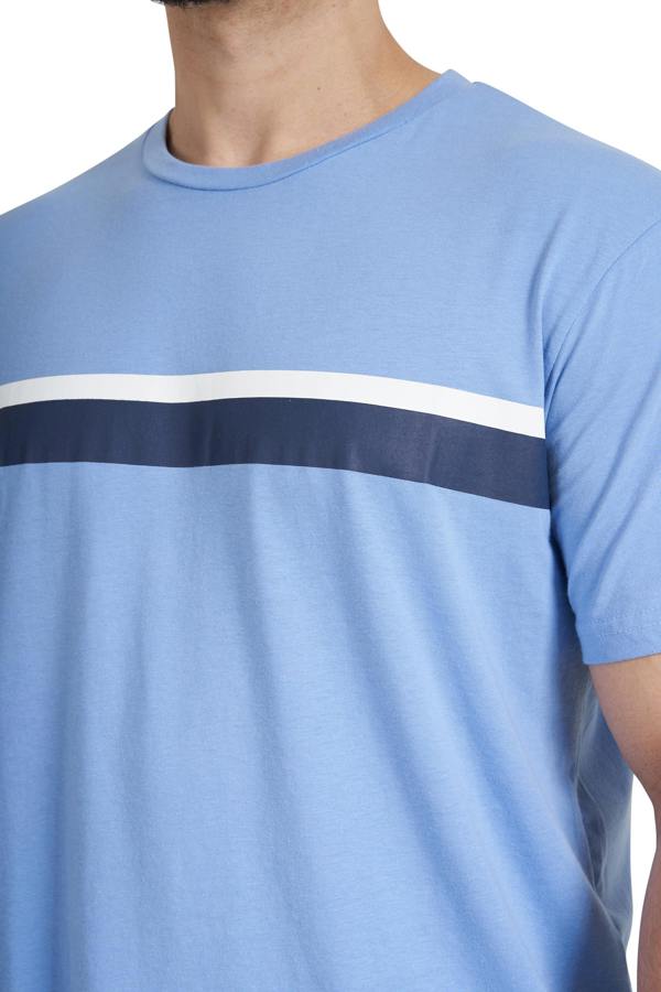 Smart Living Mens Striped Tee and Wide-Leg Pyjama Set - Blue/Grey