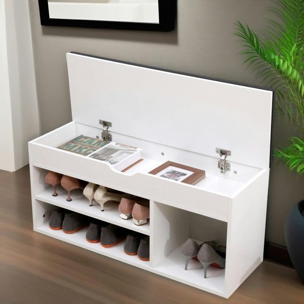 Rafaelo Mobilia Shoe Storage Bench 90CM White