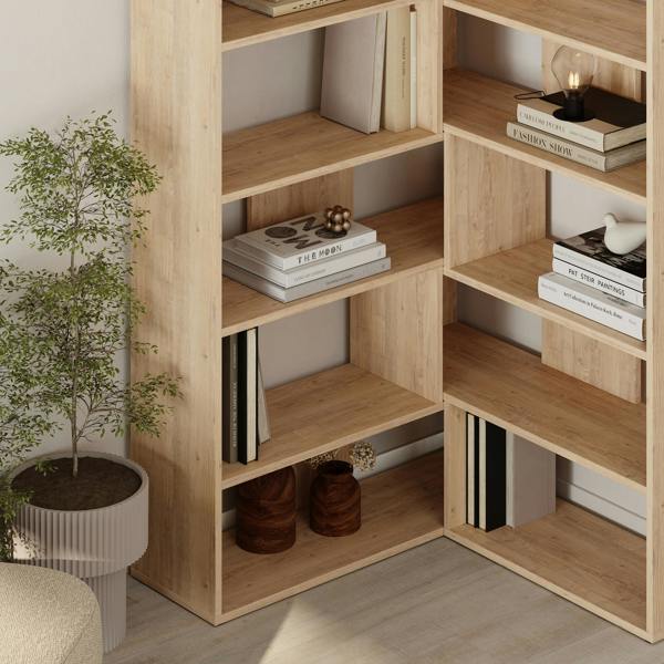 Decortie Molly Corner Bookcase 5 Tier Wall Mounted 178.6x93.6x29.6cm