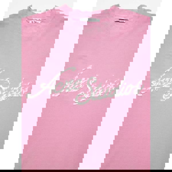 Acne Studios Embroidered Logo T-Shirt   in  Pink