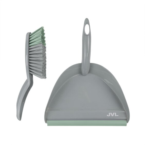 JVL Dust Pan And Brush Set - Grey