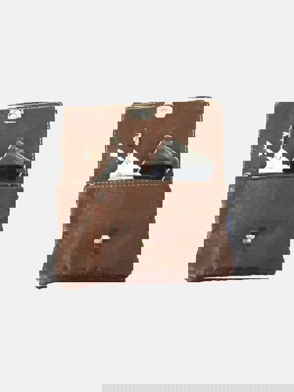 Berber Leather The Kenitra Soft Cross-Body Bag in Dark Brown