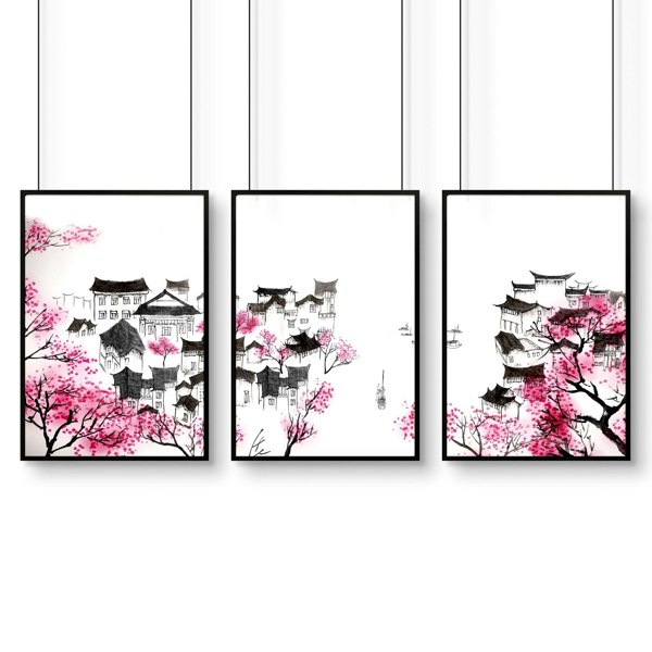 Japanese Flower Art | Set of 3 wall art prints