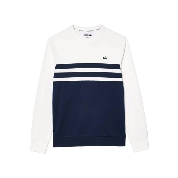 Lacoste Mens Interlock Stretch Tennis Sweatshirt - White/Navy