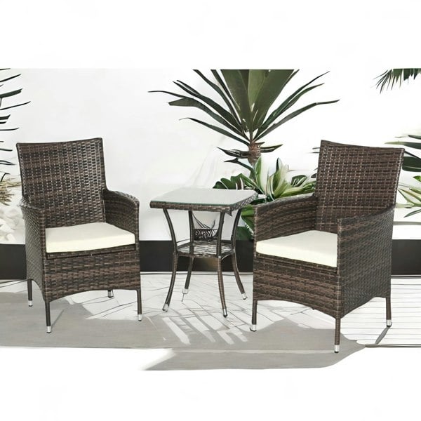 Rafaelo Mobilia Set of 3 Rattan Garden Conversation Furniture Set