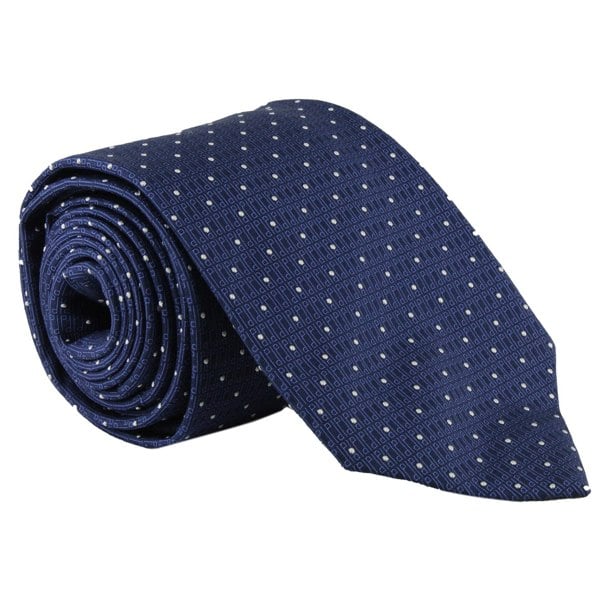Dunhill silk tie in a fine dot and longtail 'd' logo pattern