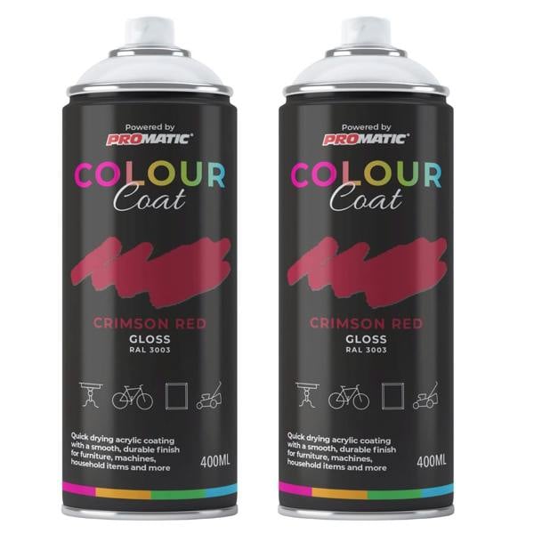 Colour Coat 2X Crimson Red RAL 3003 Gloss Spray Paint 400ml