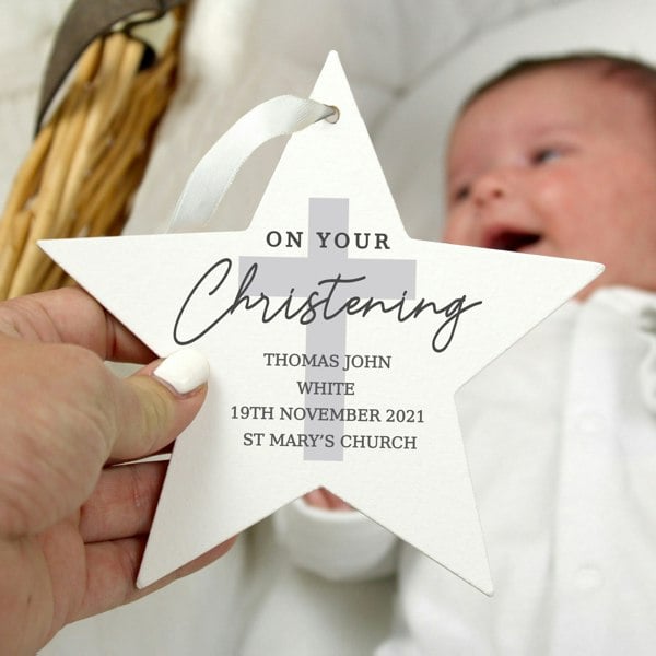 Personalised Memento Company Personalised On Your Christening Wooden Star Decoration