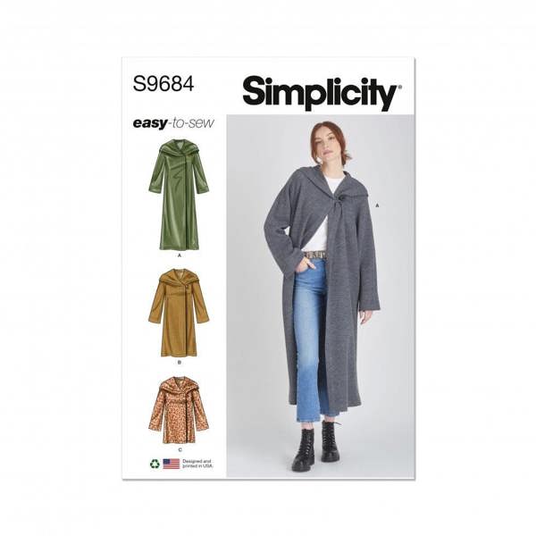 Simplicity Sewing Pattern 9684, Coats, Jackets for Women, H5 (6-8-10-12-14) - Easy
