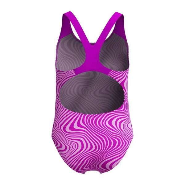 Speedo Girls Digital Allover Splashback Swimsuit in purple gray waves