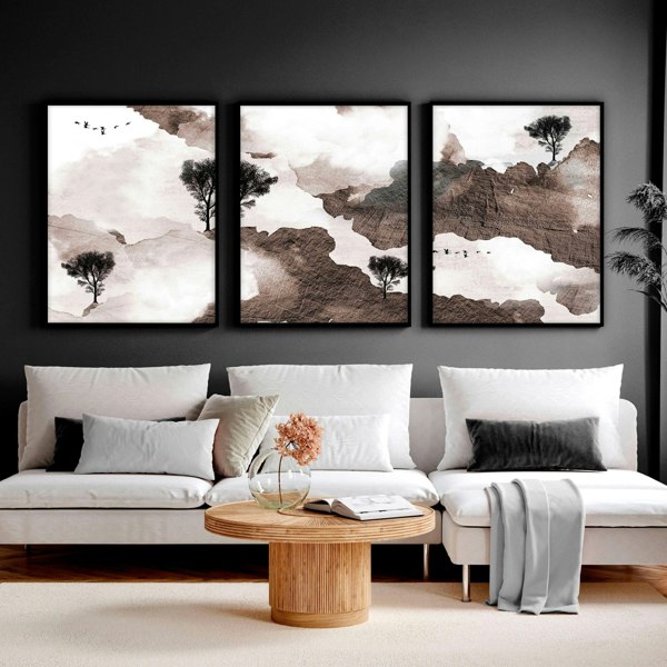 Living room pictures for the walls | set of 3 art prints