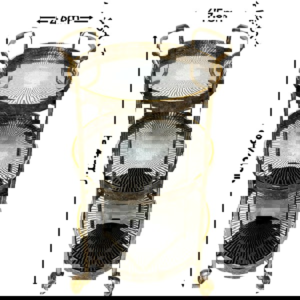 Maison des Cadeaux Gold Rustic 3-Tier Drinks Trolley