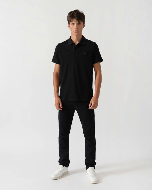 Outfit shot of Moose Knuckles Mens Yul Polo Shirt - Black 292
