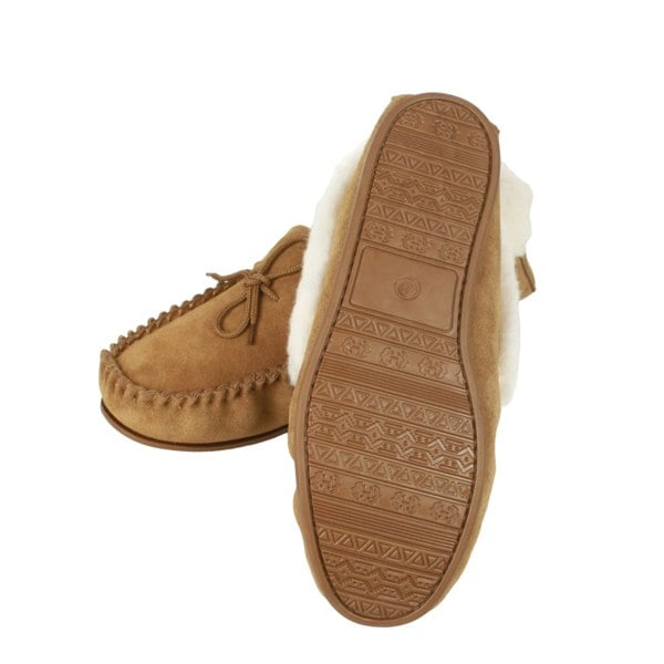 Eastern Counties Leather Womens/Ladies Sasha Sheepskin Hard Sole Moccasins - Chestnut/Natural